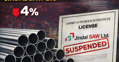 API लाइसेंस निलंबन के बाद जिंदल सॉ के शेयरों में गिरावट